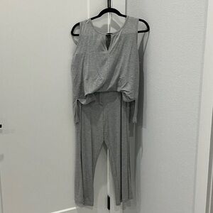 CAbi Light Gray Sleeveless Knit Jumpsuit